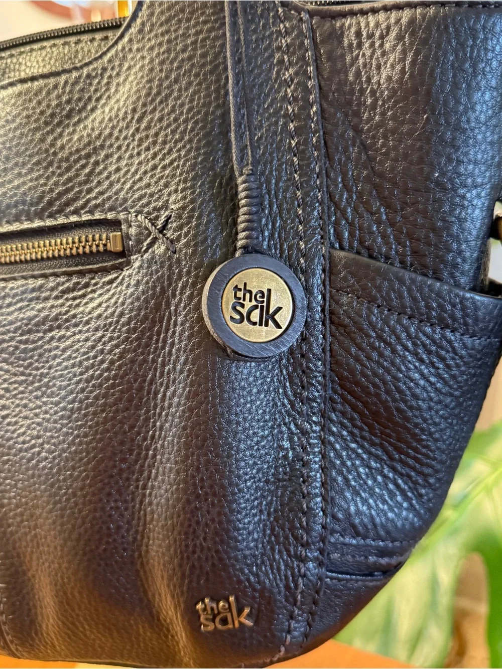 The Sak Kendra Black Leather Satchel Tote Bag